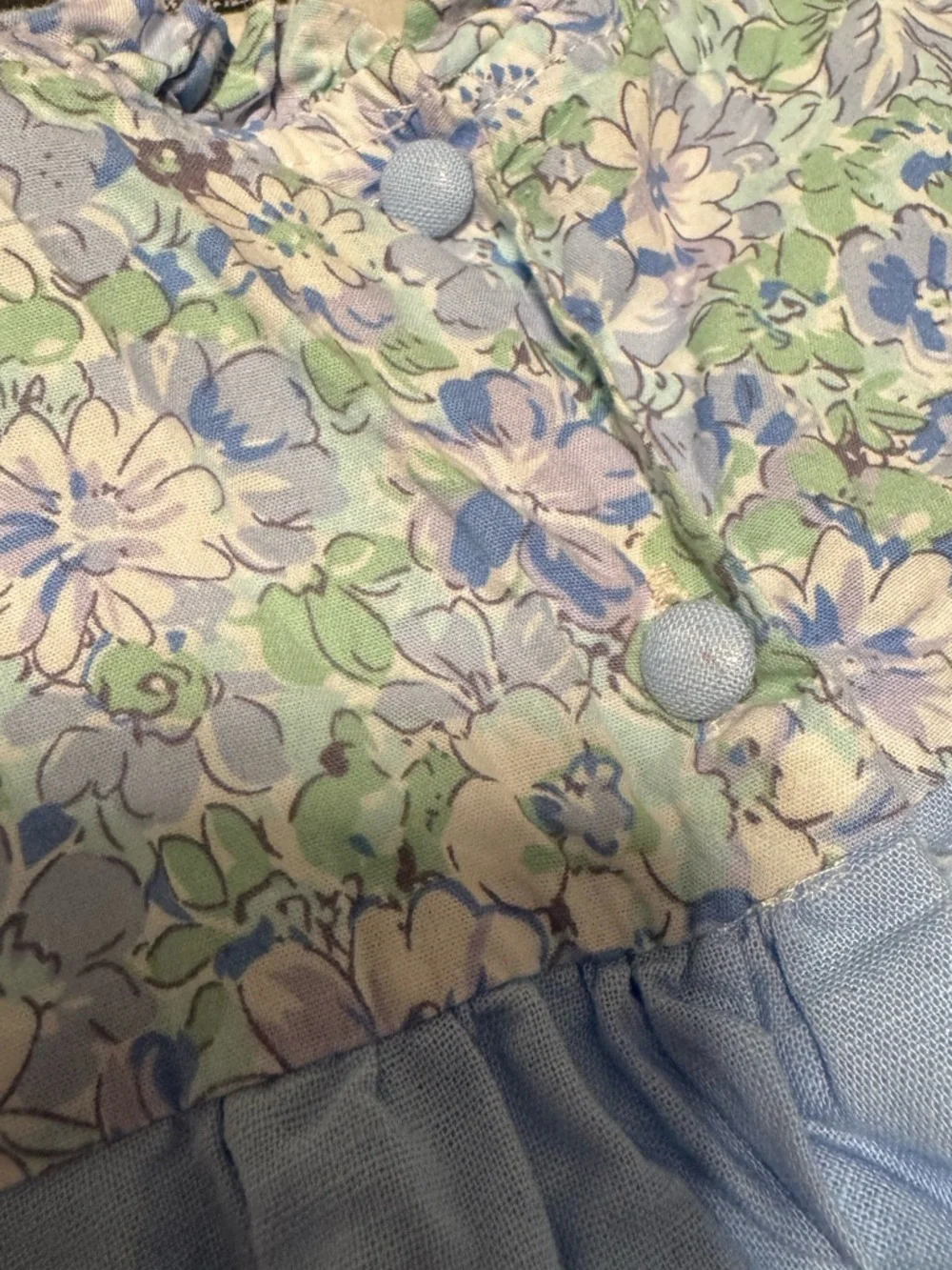 Light Blue Floral Yoke Girls Dress